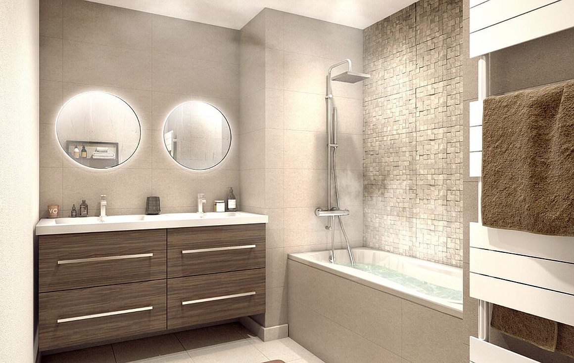 Elegant bathroom with modern double vanity