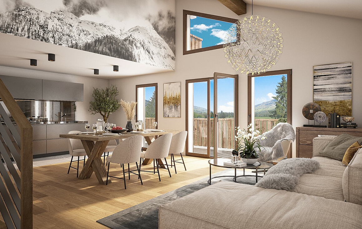 Interiors of the apartments for sale in Samoens