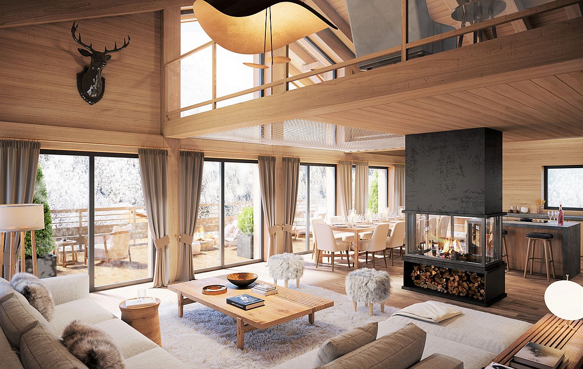Amazing luxury finishes in Vaujany chalets for sale