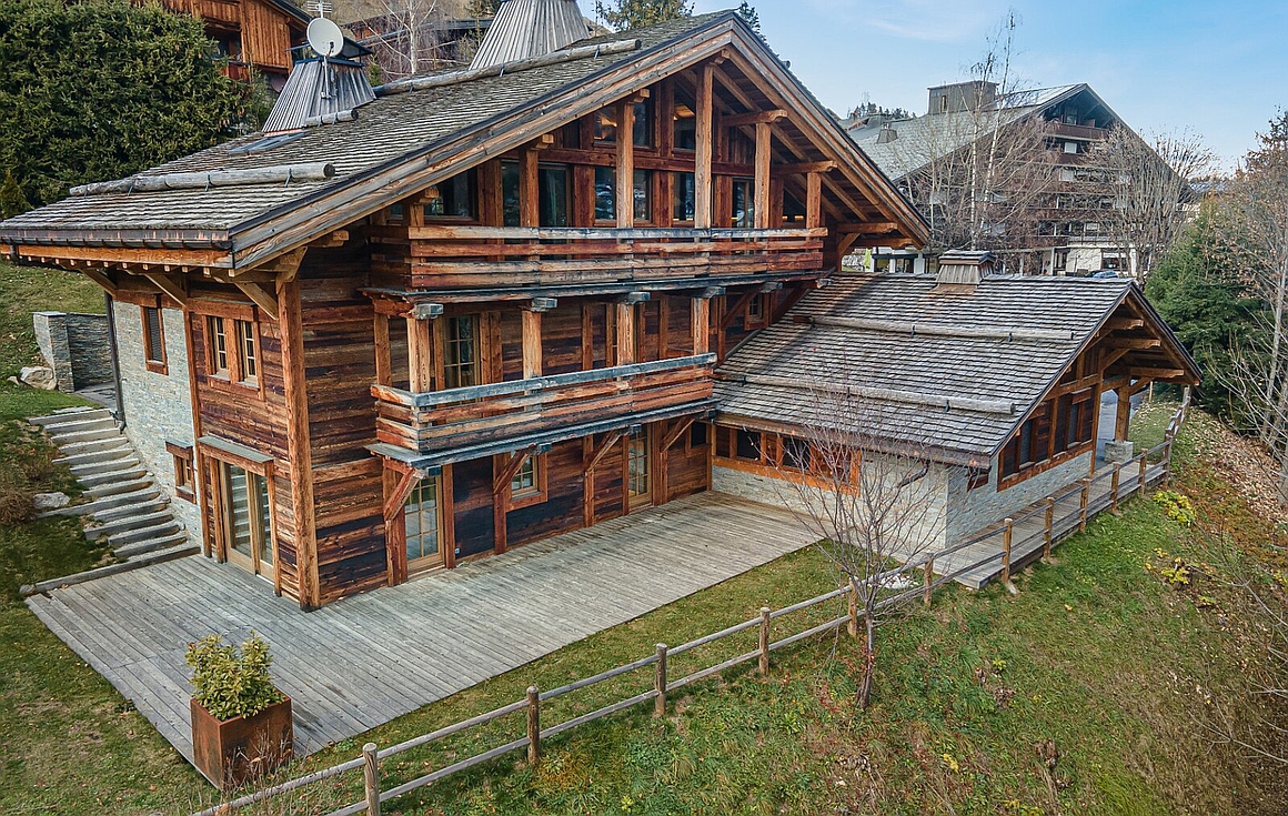 exterior of the chalet for sale in Megeve