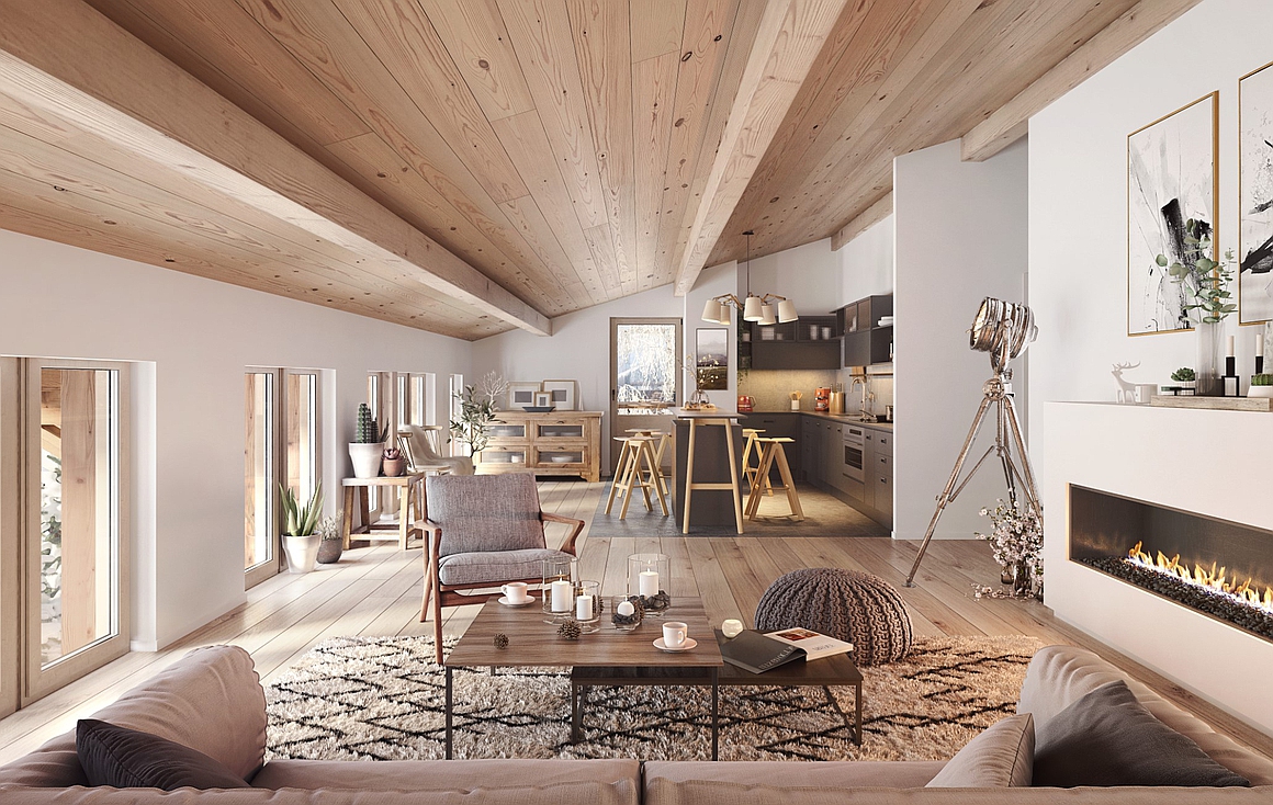 Interiors of the Megeve apartments for sale
