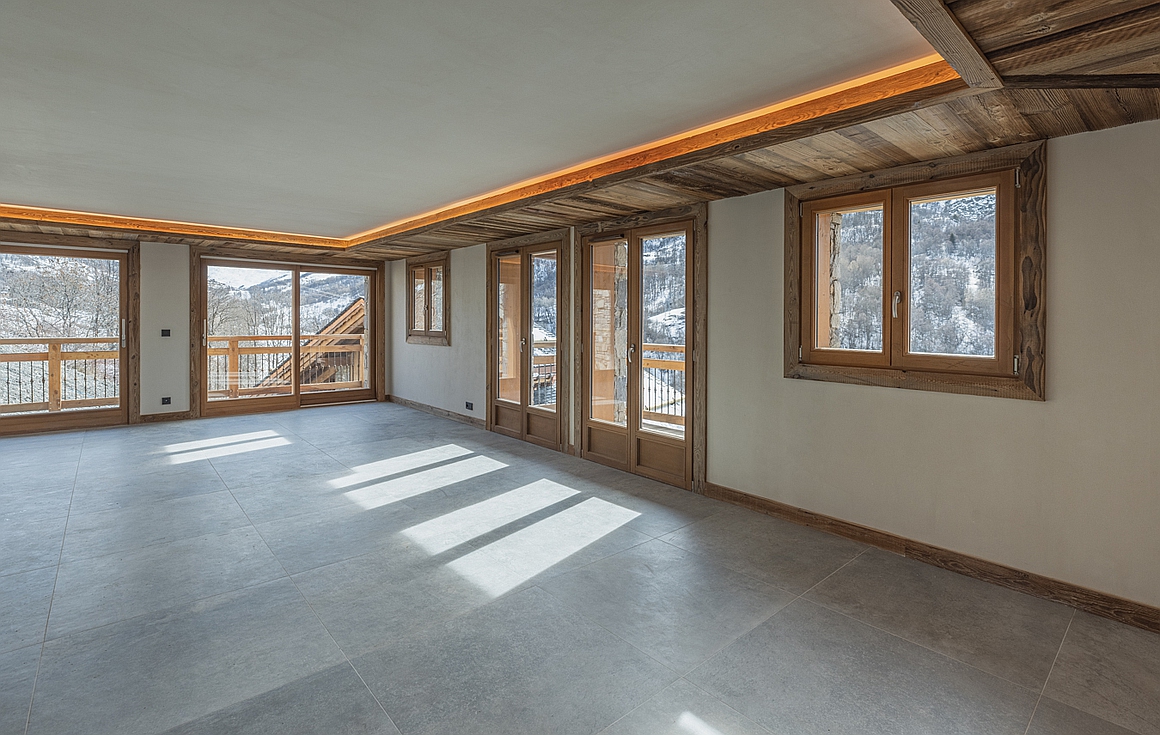 Interior of the finished chalet