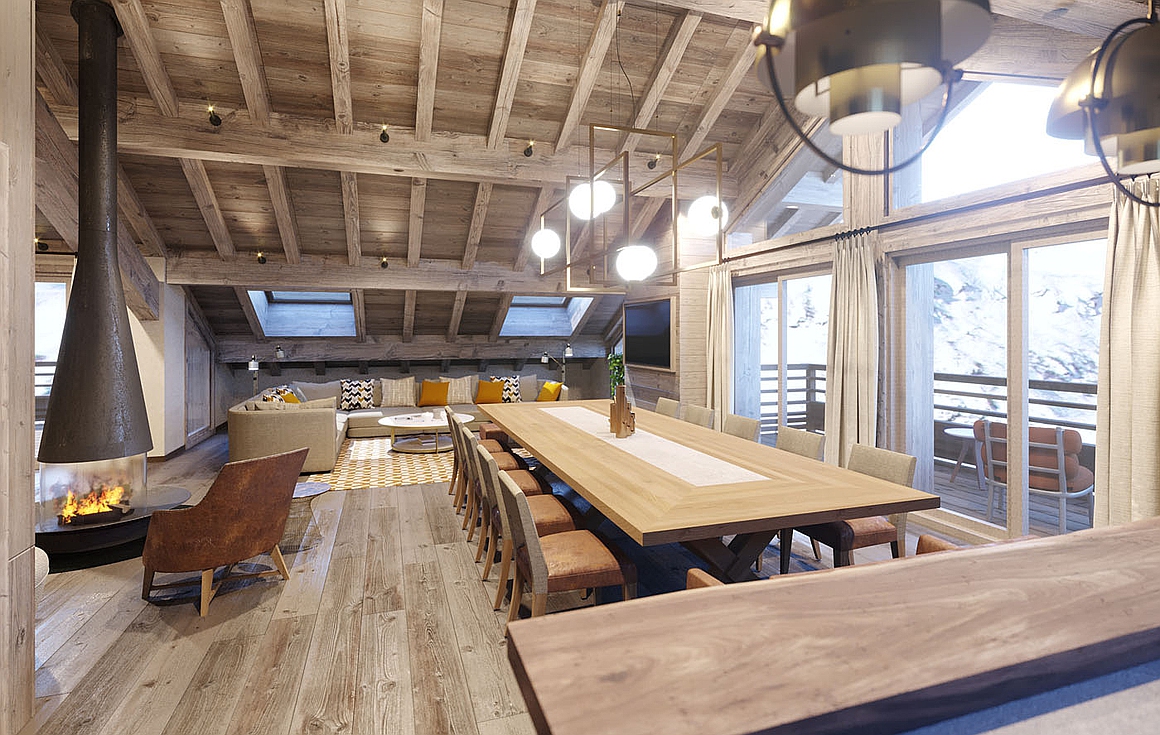 Interiors of chalets and apartments in Meribel